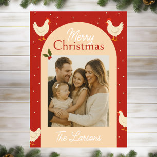 Kip-thema Kerst Foto Kaart