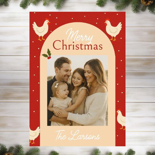 Kip-thema Kerst Foto Kaart