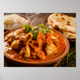 Kip Tikka Masala Curry met Rijst Poster