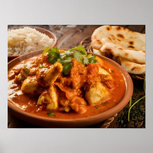 Kip Tikka Masala Curry met Rijst Poster (Voorkant)