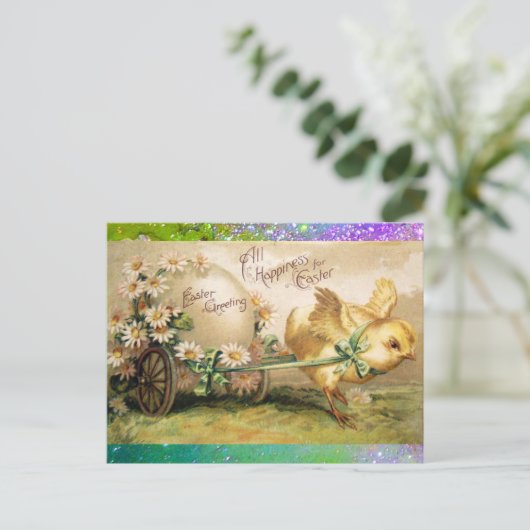 KIP TREKKEN PAASEI MET HANDKAR FEESTDAGENKAART (Staand voorkant)