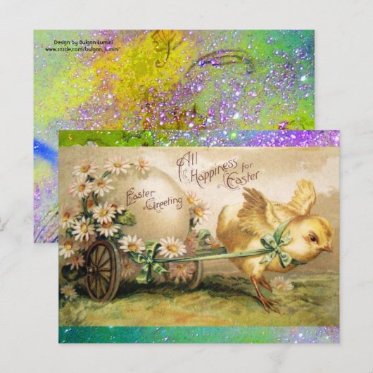 KIP TREKKEN PAASEI MET HANDKAR FEESTDAGENKAART (Voorkant / Achterkant)