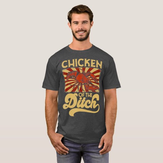 Kip van de Ditch Crayfish Party Retro 70's T-shirt (Voorkant volledig)