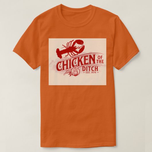 Kip van de Ditch Retro  Crawfish Cajun T-shirt (Design voorkant)
