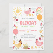 Kip Verjaardag Uitnodiging Rainbow Chicken Spring (Voorkant)