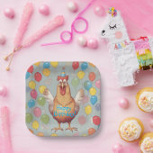 Kip verjaardagsfeestje papieren bordje (Feest)