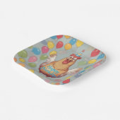 Kip verjaardagsfeestje papieren bordje (Gebogen)