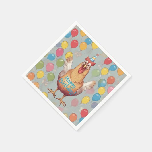 Kip verjaardagsfeestje servet (Hoek)