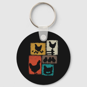 Kip Vintage Collage Kippen Liefhebber Boer _1 Sleutelhanger