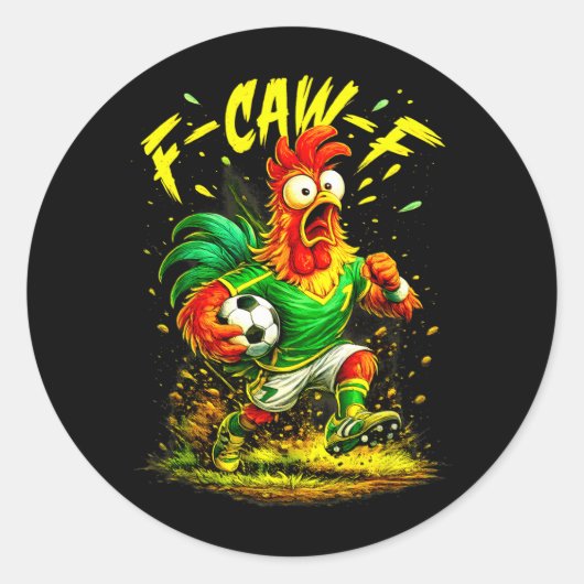 Kip Voetbal Ronde Sticker (Voorkant)