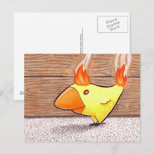 Kip voor briefkaart tegen brand (Voorkant / Achterkant)