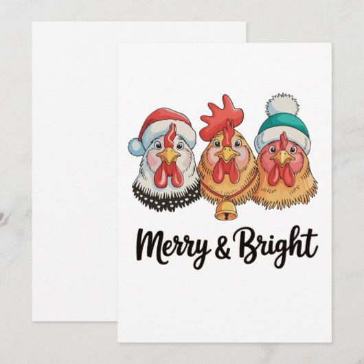 Kip vrolijk en helder Kerstmis boerderij vakantie Feestdagenkaart (Voorkant / Achterkant)