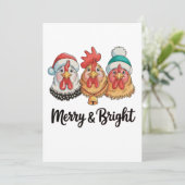 Kip vrolijk en helder Kerstmis boerderij vakantie Feestdagenkaart (Staand voorkant)
