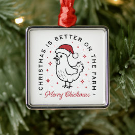 Kip vrolijk kerstfeest boerderij grappig boerderij metalen ornament