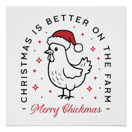 Kip vrolijk kerstfeest boerderij grappig boerderij perfect poster