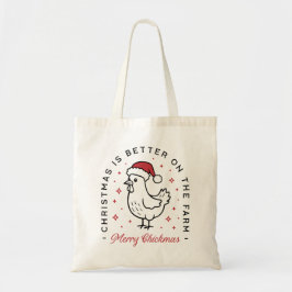 Kip vrolijk kerstfeest boerderij grappig boerderij tote bag
