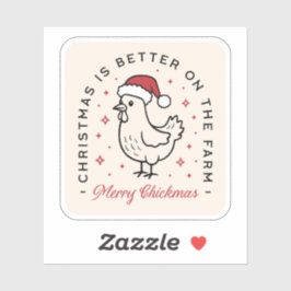 Kip vrolijk kerstfeest grappige boerderij rode est sticker