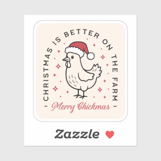 Kip vrolijk kerstfeest grappige boerderij rode est sticker (Vel)
