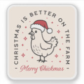Kip vrolijk kerstfeest grappige boerderij rode est sticker (Voorkant)