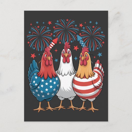 Kip VS Vlag Patriottisch 4 juli Briefkaart (Voorkant)