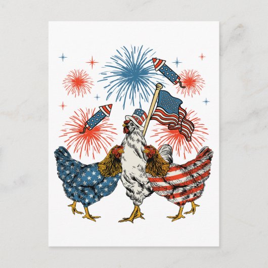 Kip VS Vlag Patriottisch 4 juli Briefkaart (Voorkant)