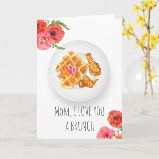 Kip & wafels bloemrijke brunch Moederdag Kaart (Gele Bloem)