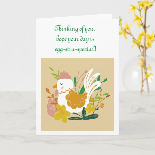 Kip wenskaart kaart (Gele Bloem)