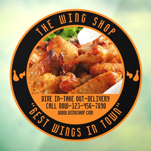 Kip Wing Restaurant Large Front Win aanpassen Raamsticker (Vel 3)