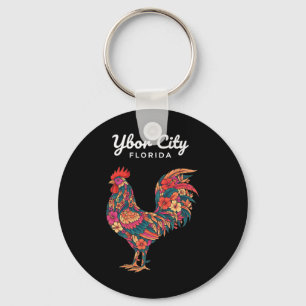 Kip Ybor City Tropische Haan, Bloemrijk Florida Sleutelhanger