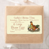 Kip zittend op eieren kleurrijke tekening etiket (Insitu)