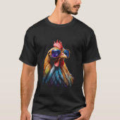 Kip Zonnebril Hen Kleurrijke Grappige Dierenprint T-shirt (Voorkant)