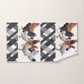 Kip zwart wit geruite badkamer handdoek sets (Handdoek)