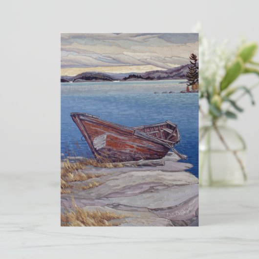 Kipawa Long Boat beroemd gemaakt door Charlie Raps Feestdagenkaart (Staand voorkant)