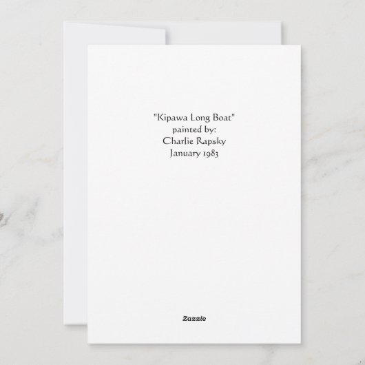 Kipawa Long Boat beroemd gemaakt door Charlie Raps Feestdagenkaart (Achterkant)
