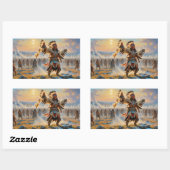 KIPDANSEN 3 RECHTHOEKIGE STICKER (Vel)