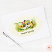  kipfamilie Pasen-kaartjes Ovale Sticker (Envelop)