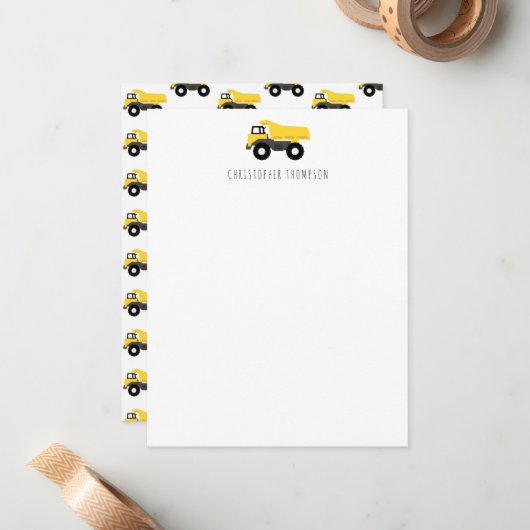 Kipkar Constructie Trucks Kinderen  Notitiekaartje (Voorkant / Achterkant in situ)