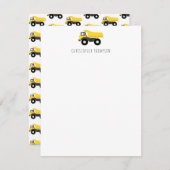 Kipkar Constructie Trucks Kinderen  Notitiekaartje (Voorkant / Achterkant)