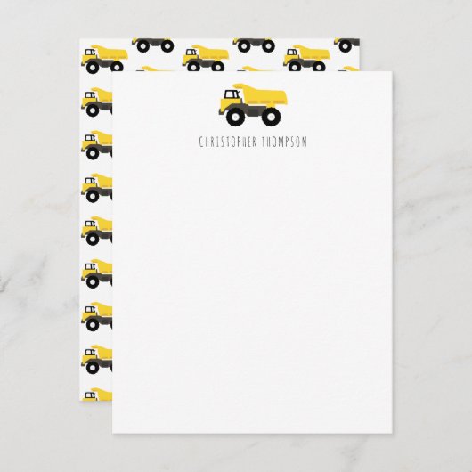 Kipkar Constructie Trucks Kinderen  Notitiekaartje (Voorkant / Achterkant)