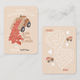 Kipkar en lading vol hartjes valentijnskaart voor  notitiekaartje