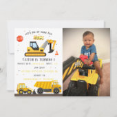 Kipkar & Graafmachine | Kinderen Bouw Verjaardag Kaart (Voorkant)