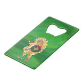 Kipkerst op groen creditkaart flessenopener (Achterkant Gekanteld)