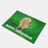 Kipkerst op groen deurmat (Schuin)