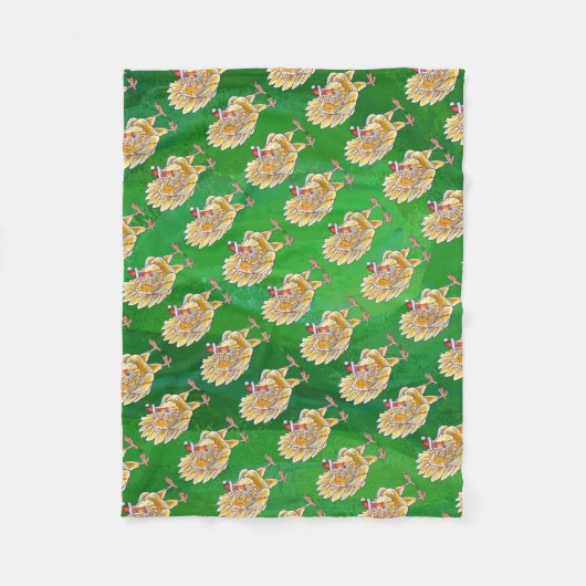 Kipkerst op groen fleece deken (Voorkant)