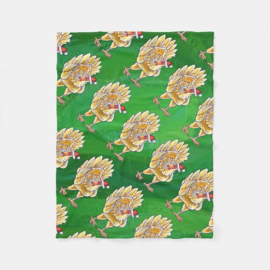 Kipkerst op groen fleece deken (Voorkant)