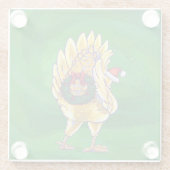 Kipkerst op groen glazen onderzetter (Achterkant)