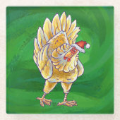 Kipkerst op groen glazen onderzetter (Voorkant)