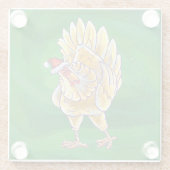 Kipkerst op groen glazen onderzetter (Achterkant)