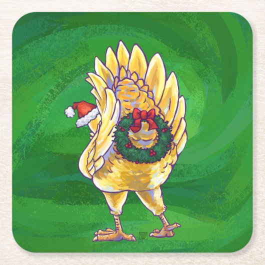 Kipkerst op groen kartonnen onderzetters (Voorkant)