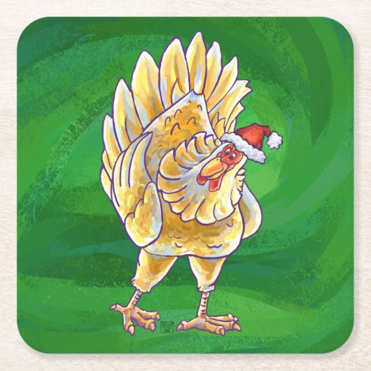 Kipkerst op groen kartonnen onderzetters (Voorkant)